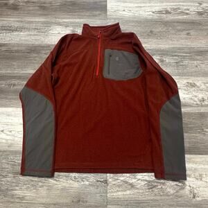 TNF‎ The North Face Polartec Classic Red Mens L Knit Colorblock Collared Sweater